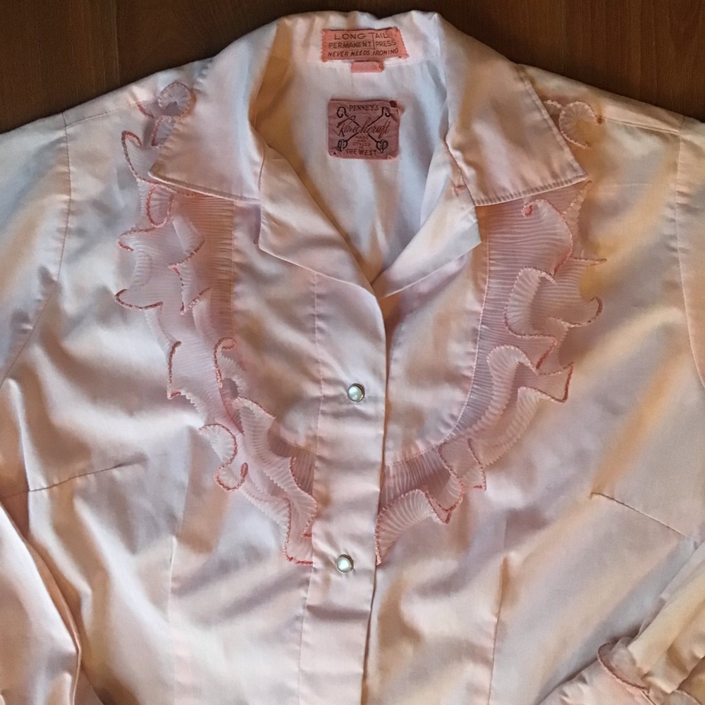Vintage JC Penny’s Ranchcraft western embellished pearl snap blouse size small